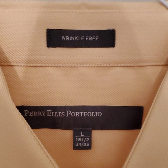 Yellow Perry Ellis L/S Button Down Shirt, L - Picture 3 of 3